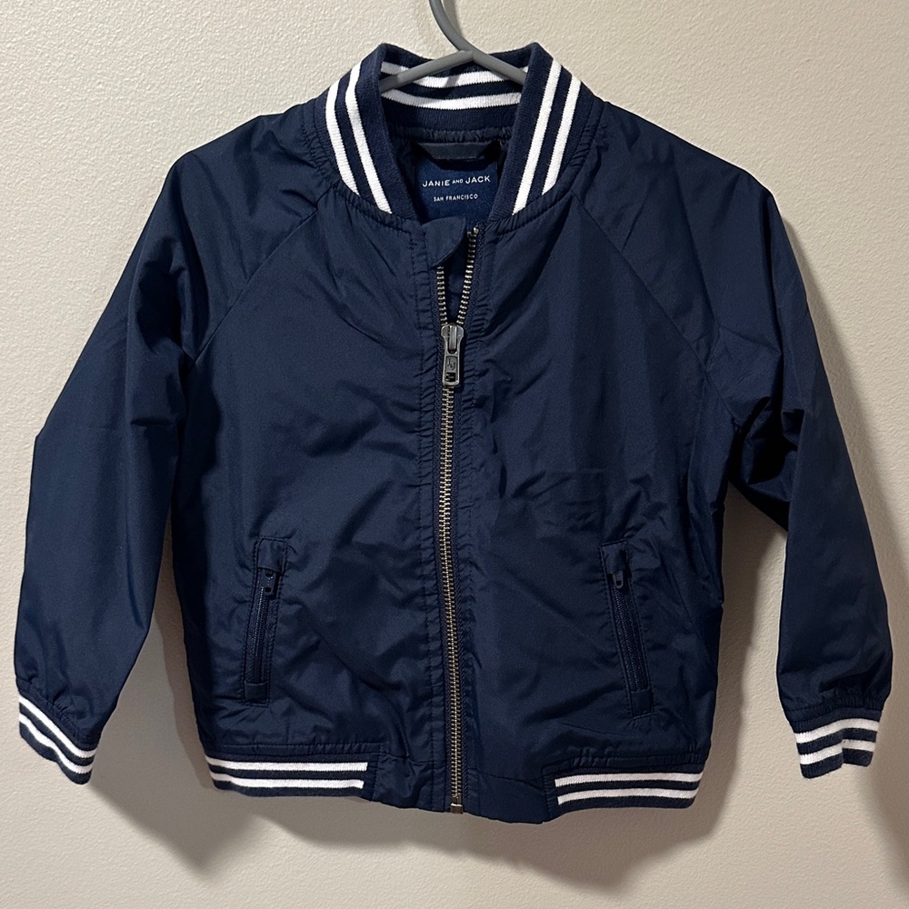 Janie and Jack Navy Jacket with Striped Accents